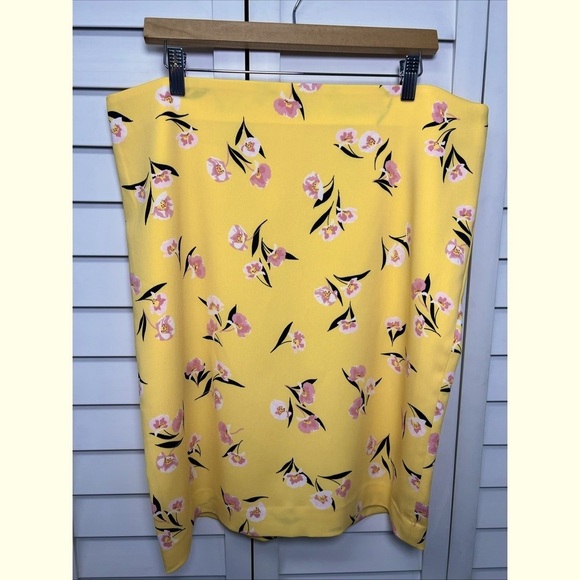 Ann Taylor Floral Lined Pencil Skirt Women's Size 14 Yellow Floral NWT - Picture 1 of 8